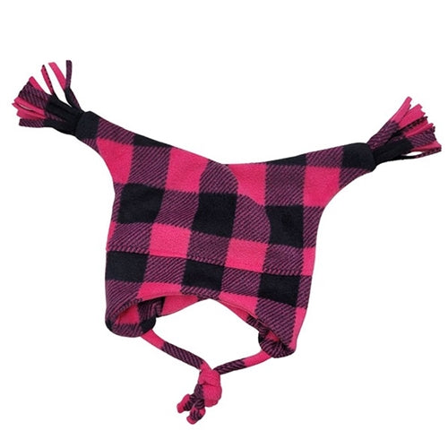 2PT FRINGE JESTER W/ EAR LUGS BUFFALO CHECK FUCHSIA