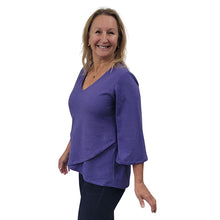 WOMEN'S LIVV TOP BELL SLEEVE HEMP PERIWINKLE BLUE