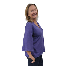 WOMEN'S LIVV TOP BELL SLEEVE HEMP PERIWINKLE BLUE