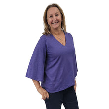 WOMEN'S LIVV TOP BELL SLEEVE HEMP PERIWINKLE BLUE