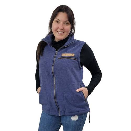 ADULT FULL ZIP VEST BONDED SHERPA BLUE MANITOULIN ISLAND LOGO