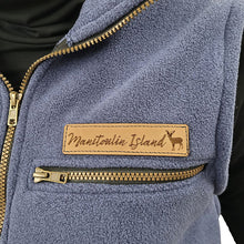 ADULT FULL ZIP VEST BONDED SHERPA BLUE MANITOULIN ISLAND LOGO