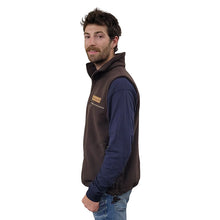 ADULT FULL ZIP VEST BONDED SHERPA BROWN MANITOULIN ISLAND LOGO