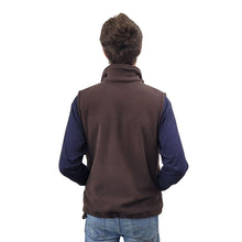 ADULT FULL ZIP VEST BONDED SHERPA BROWN MANITOULIN ISLAND LOGO