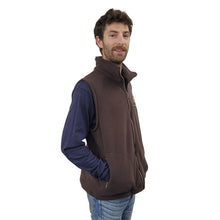 ADULT FULL ZIP VEST BONDED SHERPA BROWN MANITOULIN ISLAND LOGO