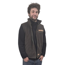 ADULT FULL ZIP VEST BONDED SHERPA GRANITE BROWN MANITOULIN ISLAND LOGO