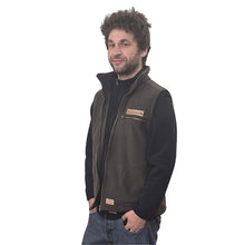 ADULT FULL ZIP VEST BONDED SHERPA GRANITE BROWN MANITOULIN ISLAND LOGO