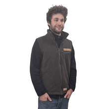 ADULT FULL ZIP VEST BONDED SHERPA GRANITE BROWN MANITOULIN ISLAND LOGO