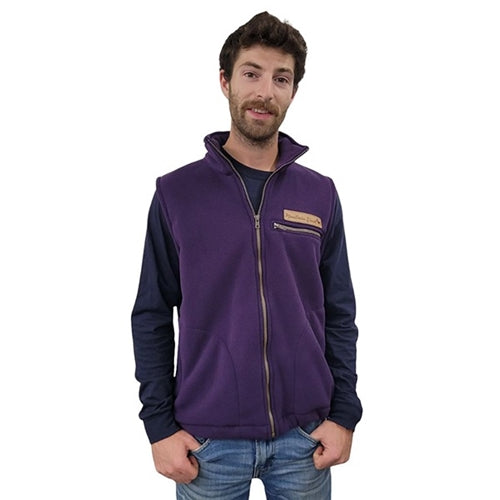 ADULT FULL ZIP VEST BONDED SHERPA PLUM MANITOULIN ISLAND LOGO