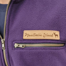 ADULT FULL ZIP VEST BONDED SHERPA PLUM MANITOULIN ISLAND LOGO