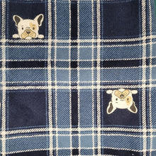 ADULT SLEEP PANTS BULL DOG PLAID BLUE