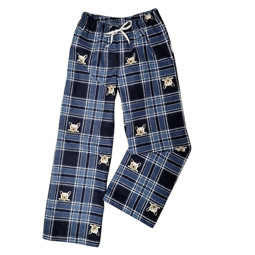 ADULT SLEEP PANTS BULL DOG PLAID BLUE