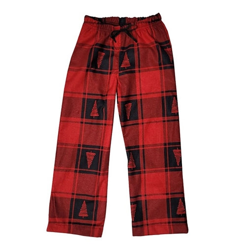 ADULT SLEEP PANTS TREES RED PLAID