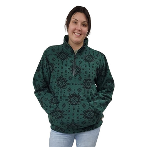 ADULT ZIP PULLOVER GEO GREEN