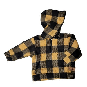 CHILD HOODED ZIP PULLOVER BUFFALO CHECK TAN