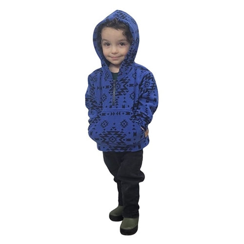 CHILD HOODED ZIP PULLOVER GEO BLUE