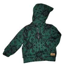 CHILD HOODED ZIP PULLOVER GEO GREEN