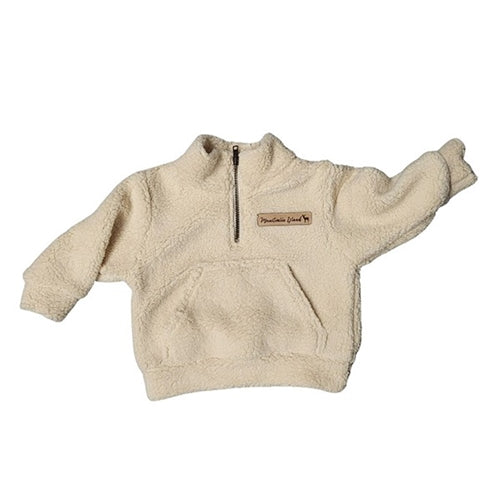 CHILD ZIP PULLOVER SHERPA CREAM MANITOULIN LOGO