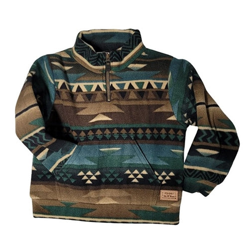 CHILD ZIP PULLOVER SOUTHWEST TEAL PRINT