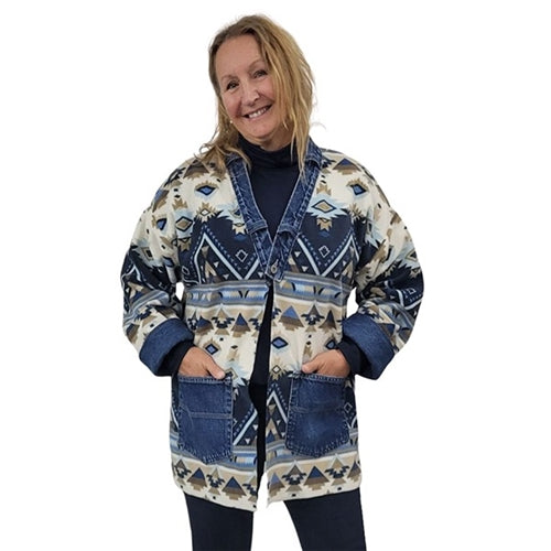 WOMEN'S BLANKET JACKET NAVAHO BLUE