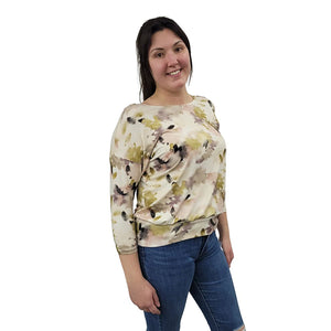 WOMEN'S BONI TOP BAMBOO 3/4 SLEEVE FLORAL BURST