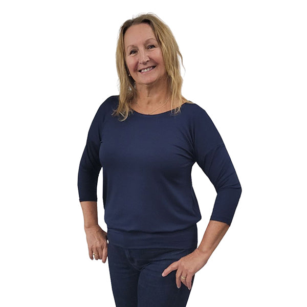WOMEN'S BONI TOP 3/4 SLEEVE NAVY