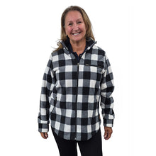 WOMEN'S CAMP JACKET BUFFALO CHECK WHITE 3 POCKETS