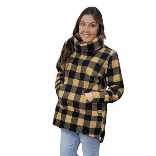 WOMEN'S COWL TUNIC BUFFALO CHECK TAN