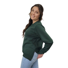 WOMEN'S CREW NECK PULLOVER W/ZIP ACCENT FOREST GREEN