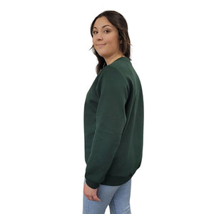 WOMEN'S CREW NECK PULLOVER W/ZIP ACCENT FOREST GREEN