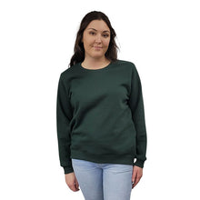 WOMEN'S CREW NECK PULLOVER W/ZIP ACCENT FOREST GREEN