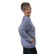 WOMEN'S CREWNECK SCOTLAND KNIT SWEATER DENIM BLUE