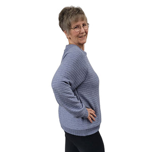 WOMEN'S CREWNECK SCOTLAND KNIT SWEATER DENIM BLUE