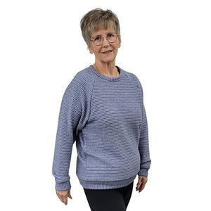 WOMEN'S CREWNECK SCOTLAND KNIT SWEATER DENIM BLUE