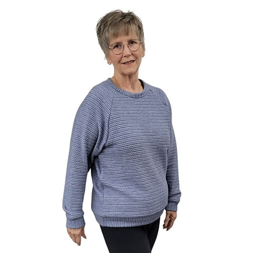 WOMEN'S CREWNECK SCOTLAND KNIT SWEATER DENIM BLUE