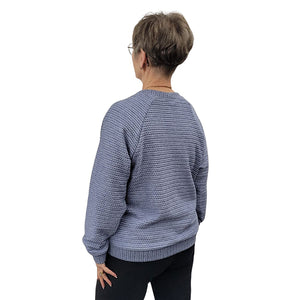WOMEN'S CREWNECK SCOTLAND KNIT SWEATER DENIM BLUE