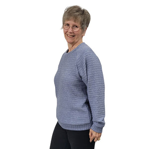 WOMEN'S CREWNECK SCOTLAND KNIT SWEATER DENIM BLUE