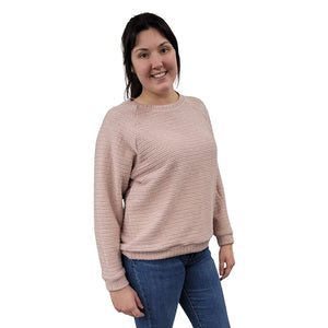 WOMEN'S CREWNECK SCOTLAND KNIT SWEATER PINK