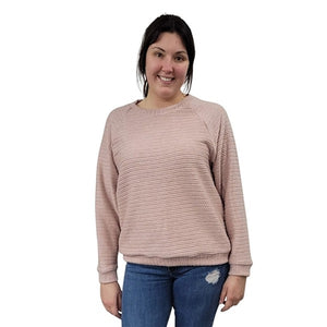 WOMEN'S CREWNECK SCOTLAND KNIT SWEATER PINK