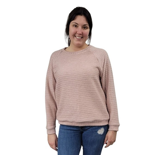 WOMEN'S CREWNECK SCOTLAND KNIT SWEATER PINK