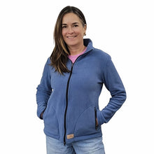 WOMEN'S FITTED CARDIGAN MICRO FLEECE DENIM BLUE