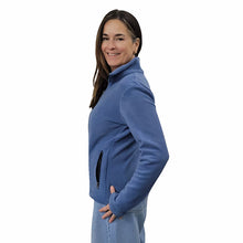 WOMEN'S FITTED CARDIGAN MICRO FLEECE DENIM BLUE