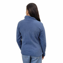 WOMEN'S FITTED CARDIGAN MICRO FLEECE DENIM BLUE