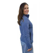 WOMEN'S FITTED CARDIGAN MICRO FLEECE DENIM BLUE