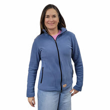 WOMEN'S FITTED CARDIGAN MICRO FLEECE DENIM BLUE
