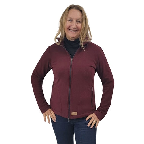 WOMEN'S FITTED CARDIGAN MICRO FLEECE MAROON
