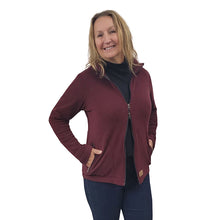 WOMEN'S FITTED CARDIGAN MICRO FLEECE MAROON