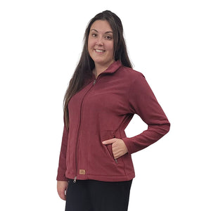 WOMEN'S FITTED CARDIGAN MICRO FLEECE WINE