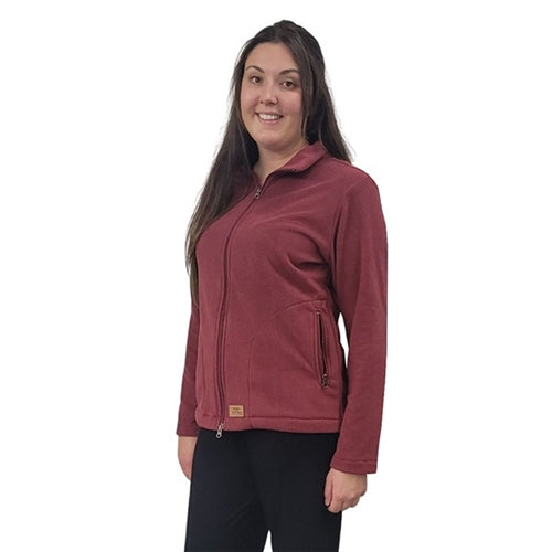 WOMEN'S FITTED CARDIGAN MICRO FLEECE WINE