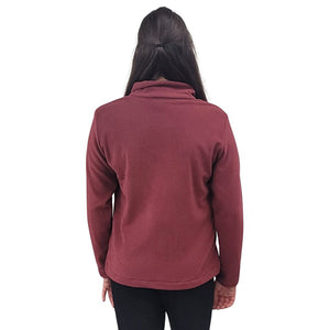 WOMEN'S FITTED CARDIGAN MICRO FLEECE WINE